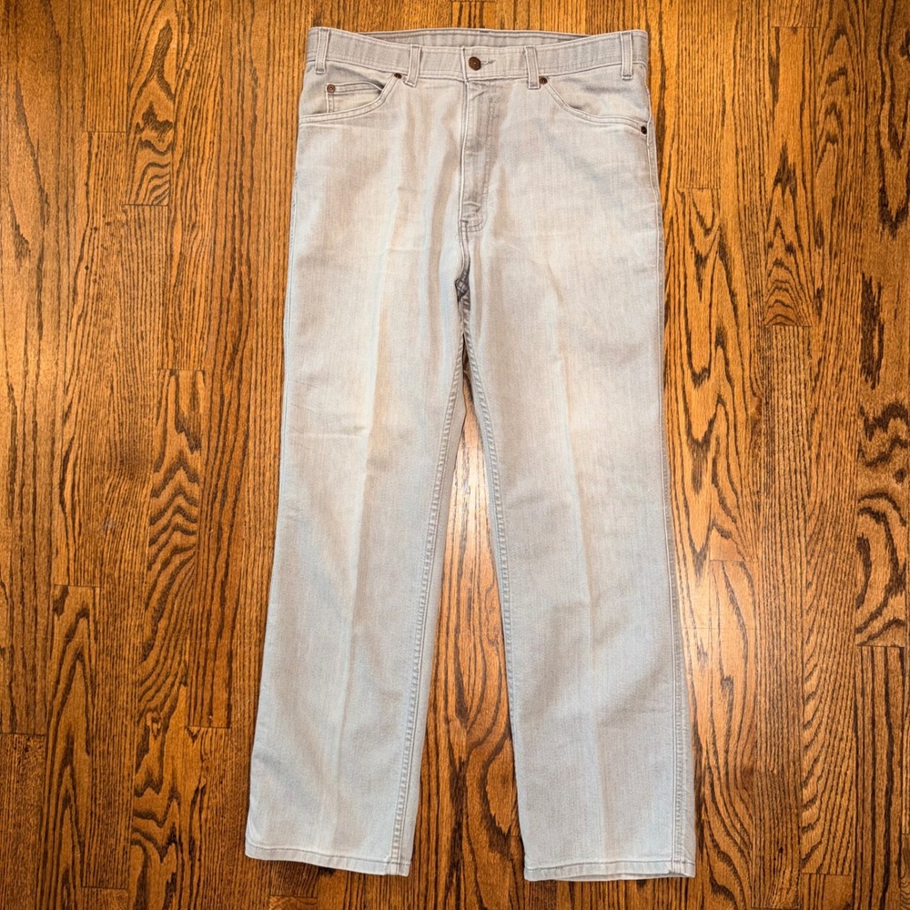 Levi's 977 Vintage 1999 Grey Jeans Straight Leg Pants 36x30 Leather Tab